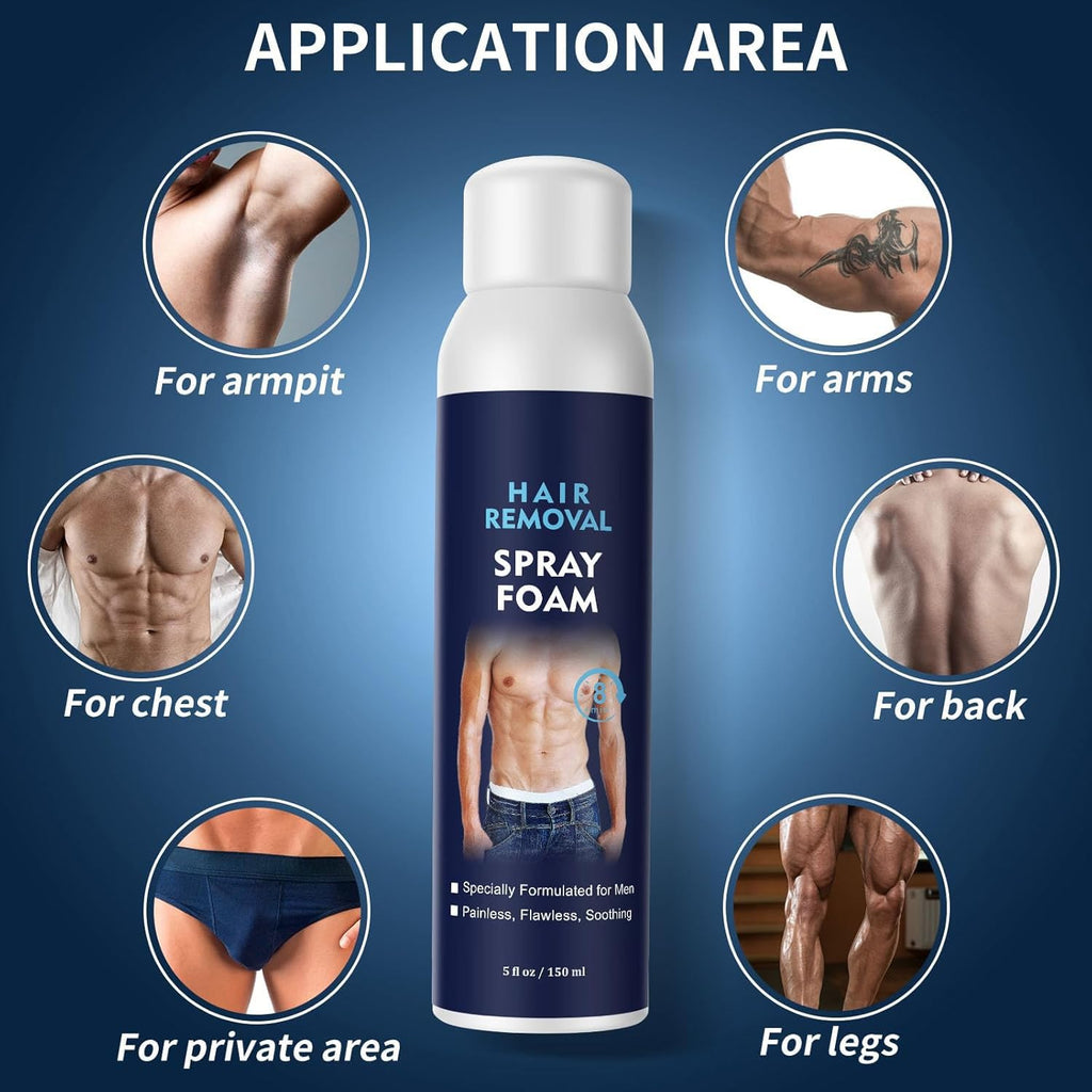 YOURTONE Hair Removal Spray Foam for Men – No-Irritation Depilatory for Underarms, Chest, Back & Legs