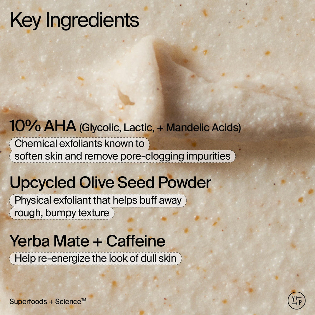 Youth To The People 10% AHA + Yerba Mate Body Scrub – Smoothing Energy, 8 oz