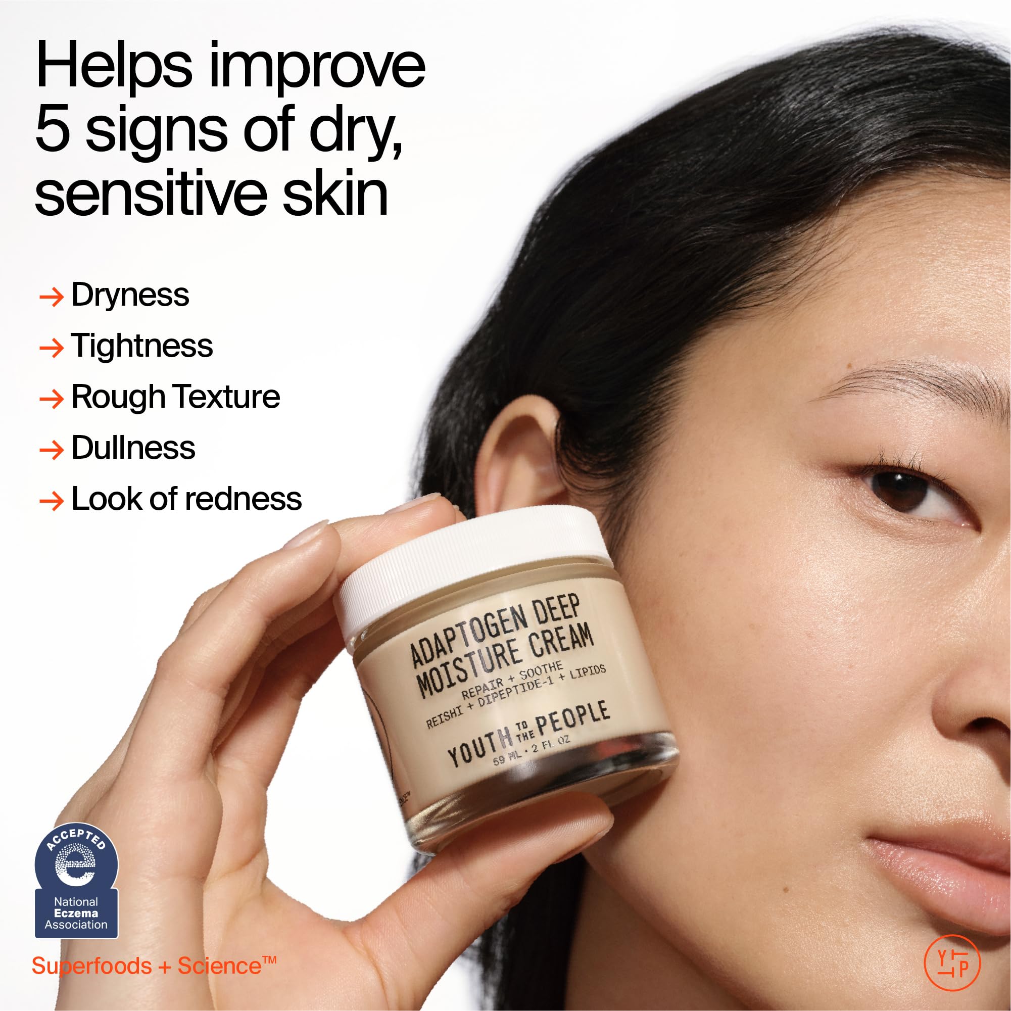 Youth To The People Adaptogen Skin Repairing Moisture Cream | Hydrating Fragrance-Free Moisturizer for Sensitive Dry Skin