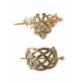 YOVECATHOU 2 Pcs Viking Celtic Knots Clips Hairpins – Gold Hair Accessories for Long Hair