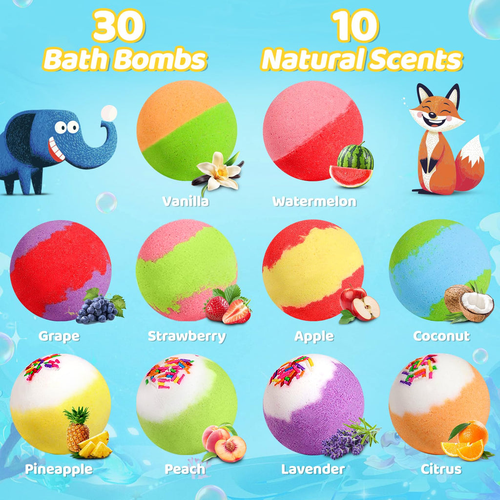 YoYokay 30 Kids Bath Bombs with Toys Inside – Ocean, Land & Sky Surprises