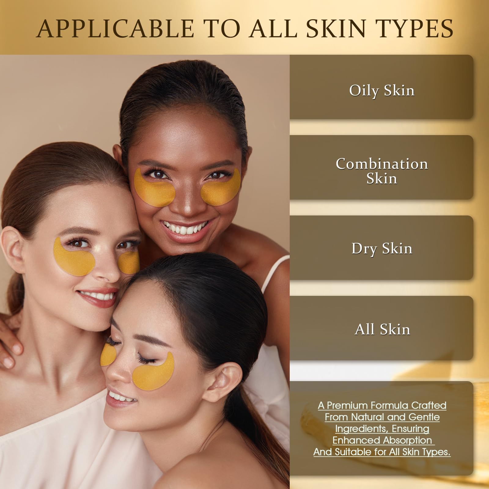 YOYORY 24K Gold Eye Patch Masks – 60 Pcs Hydration with Caffeine & Collagen for Dark Circles & Puffiness