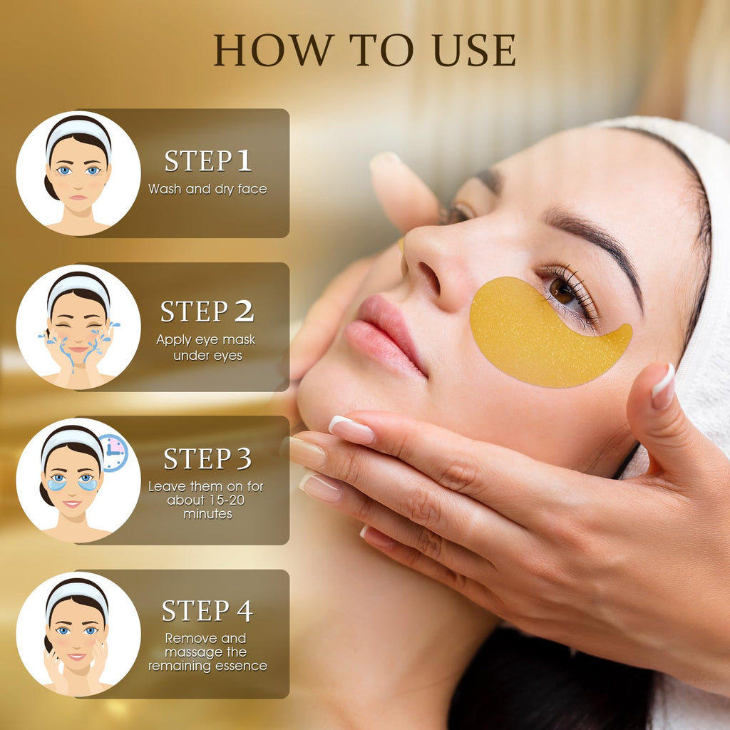 YOYORY 24K Gold Eye Patch Masks – 60 Pcs Hydration with Caffeine & Collagen for Dark Circles & Puffiness