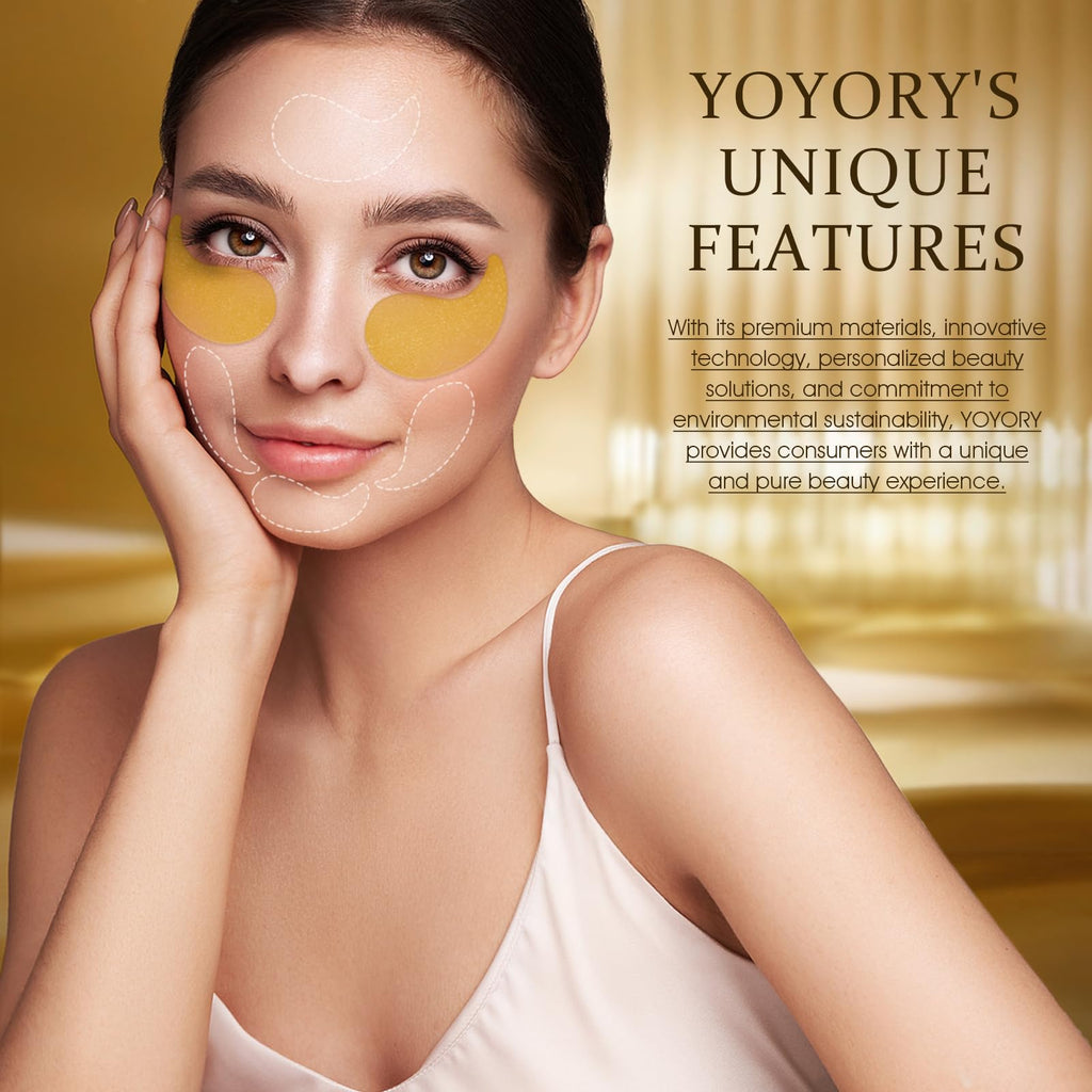 YOYORY 24K Gold Eye Patch Masks – 60 Pcs Hydration with Caffeine & Collagen for Dark Circles & Puffiness
