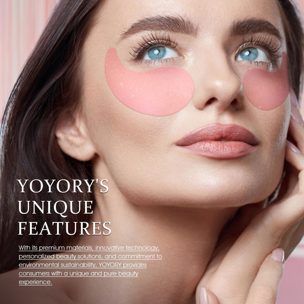 YOYORY Under Eye Patches – Collagen & Hyaluronic Acid for Dark Circles, Puffiness, Fine Lines (60 Pcs, Pink)
