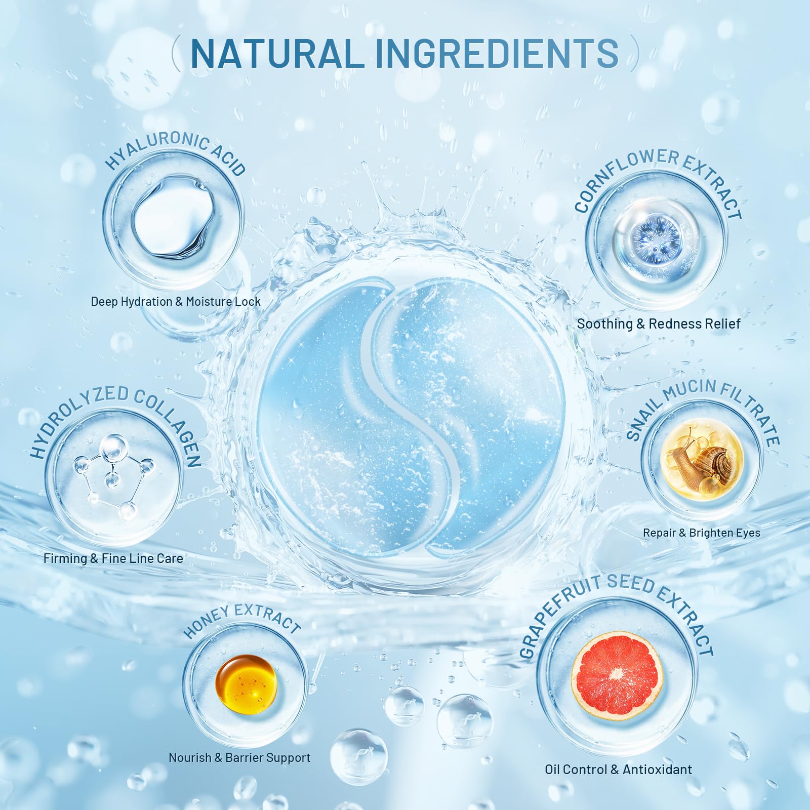 YOYORY Under Eye Patches Masks – Hydrating Hydrogel with Hyaluronic Acid & Peptides