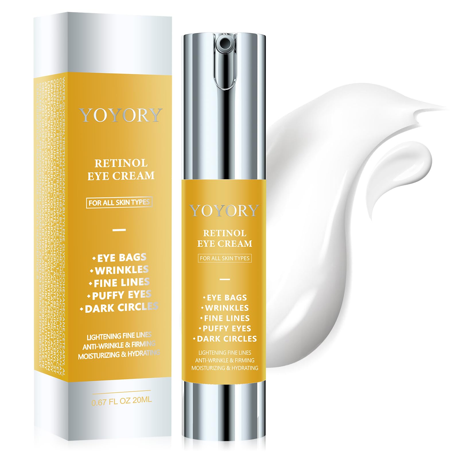 YOYORY Retinol Under Eye Cream – Brighten, De-Puff & Smooth Fine Lines (20ml)