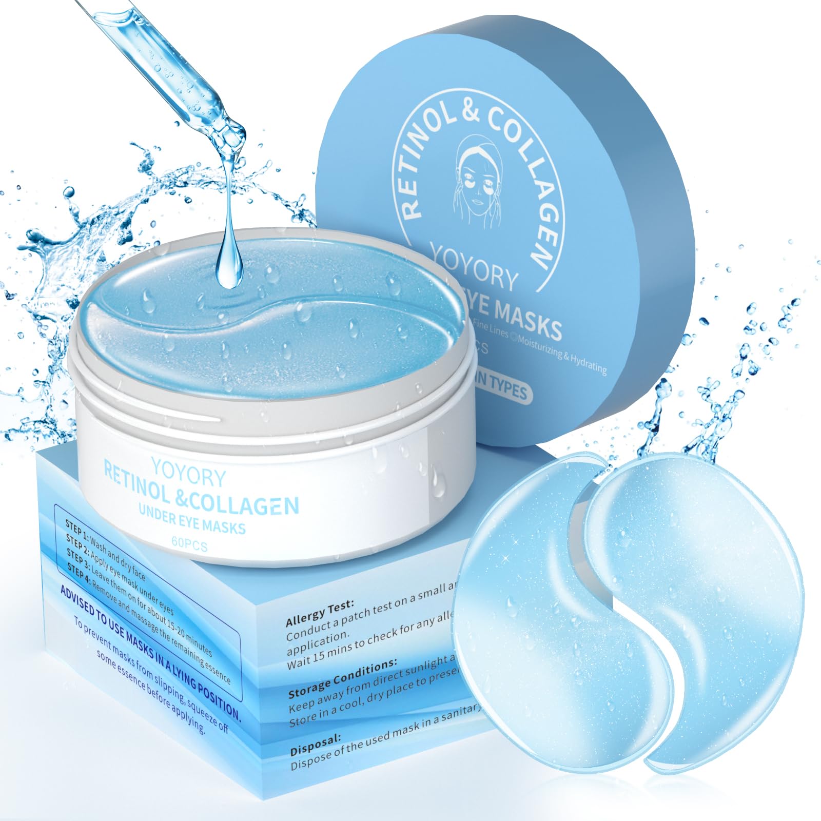 YOYORY Under Eye Patches Masks – Hydrating Hydrogel with Hyaluronic Acid & Peptides
