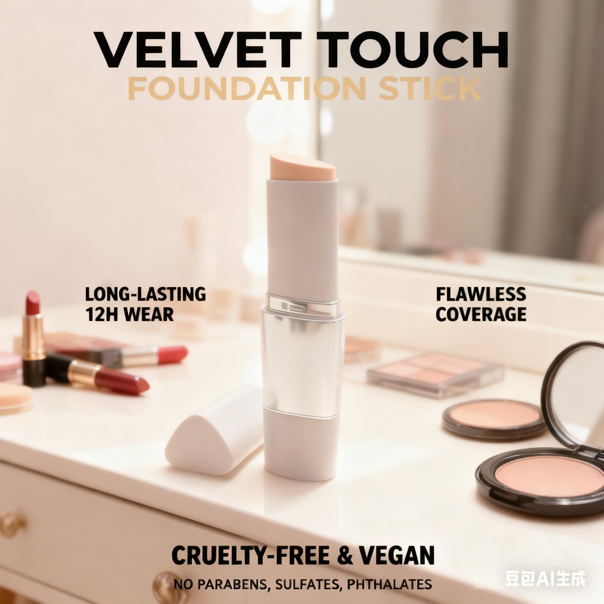 YTDJ Color Changing Foundation Stick with Built-In Brush – Blanc Cover Cream, Medium to Full Coverage, Dewy Finish