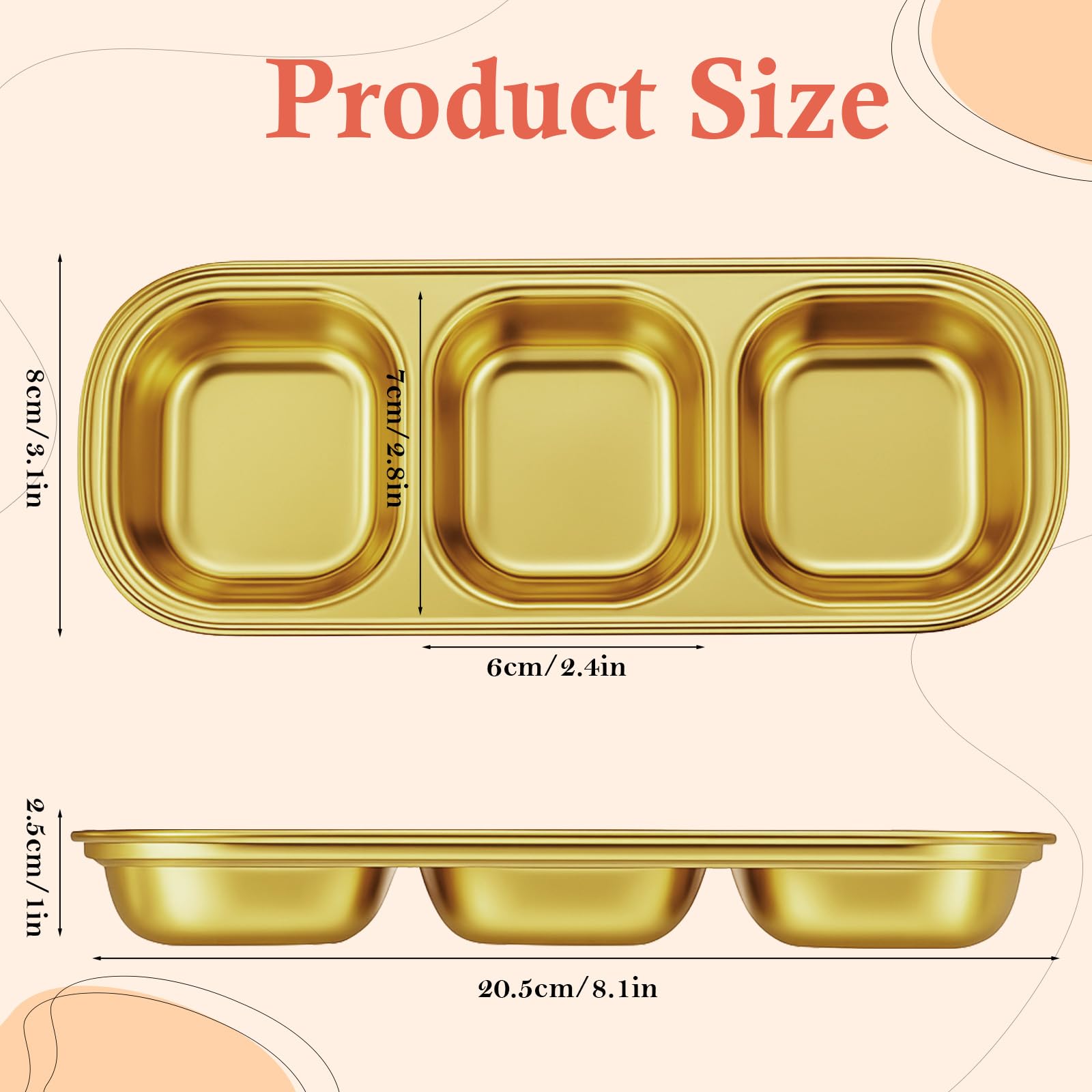 Yuanan 4-Pc Esthetician Bowls – Gold 3-Compartment Facial Trays for Home & Salon