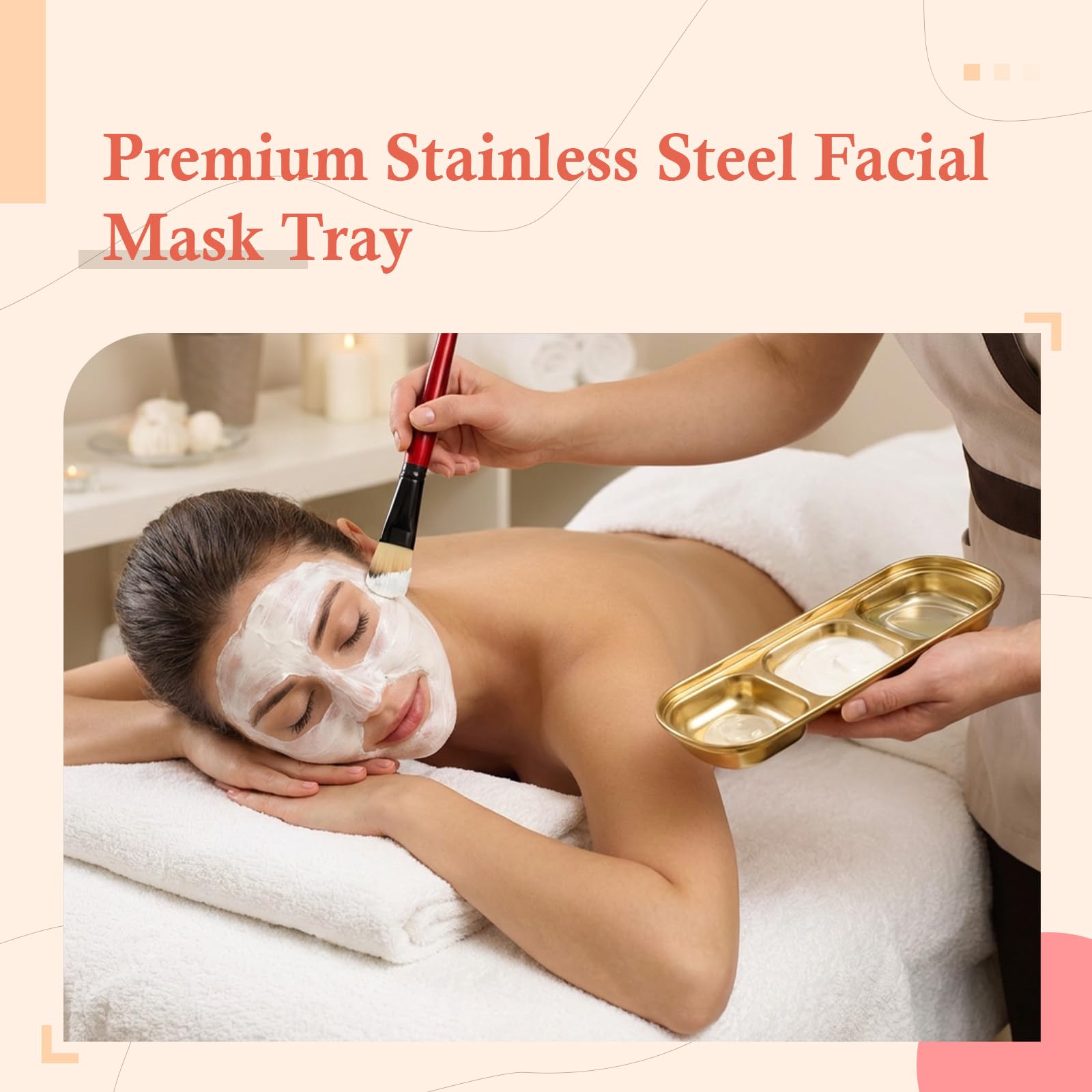 Yuanan 4-Pc Esthetician Bowls – Gold 3-Compartment Facial Trays for Home & Salon