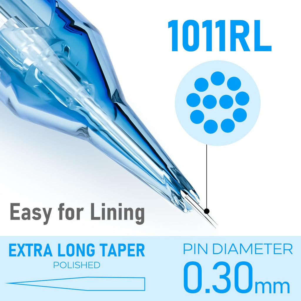Yuelong ELIOT Tattoo Cartridges Needles #08 Bugpin 3 Round Liner with Membrane – 20Pcs