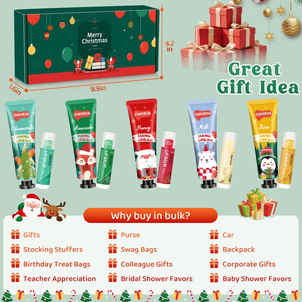 YUEONEWIN 12 Sets Christmas Bulk Gifts for Women – 48 Pcs Hand Cream & Lip Balm Set