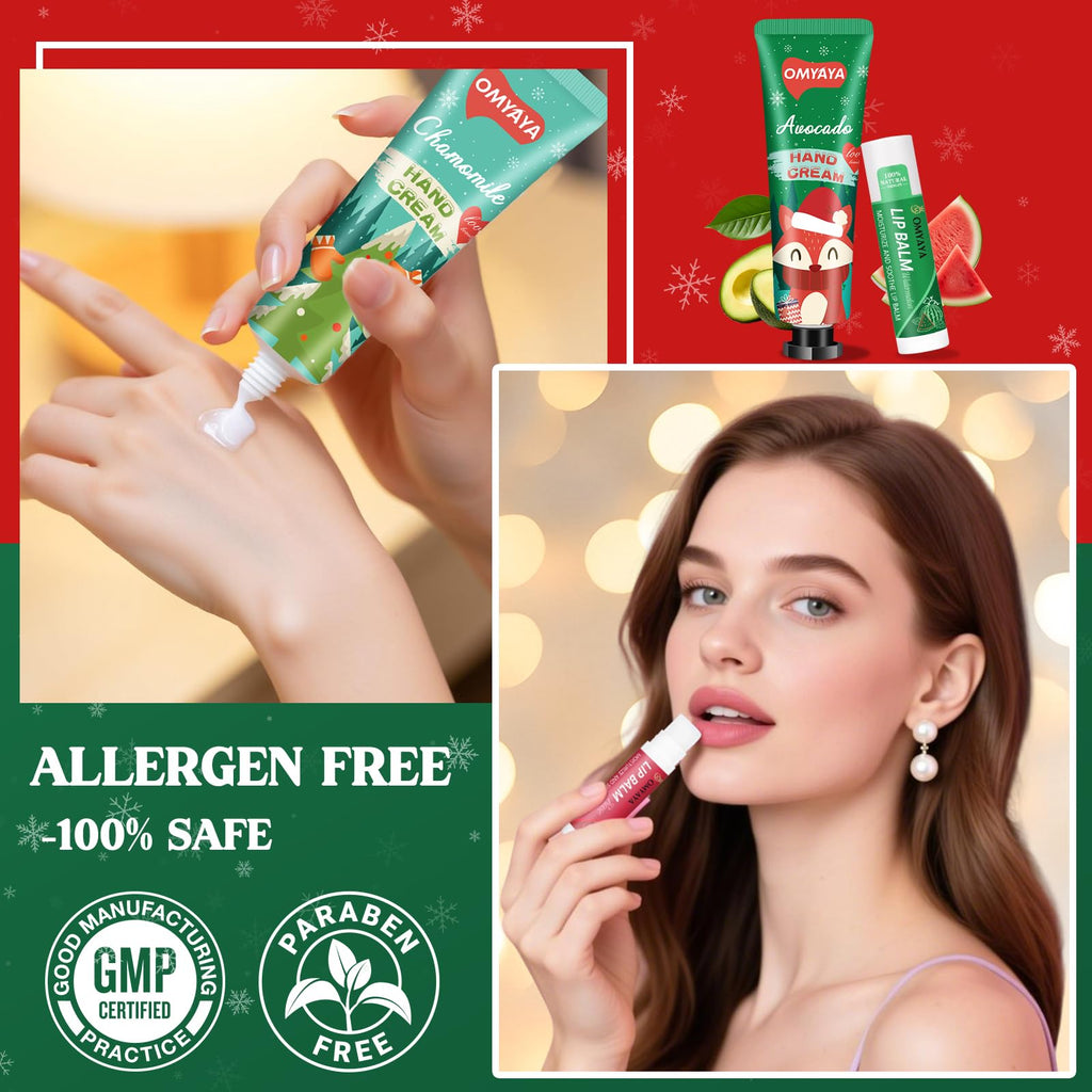 YUEONEWIN 12 Sets Christmas Bulk Gifts for Women – 48 Pcs Hand Cream & Lip Balm Set