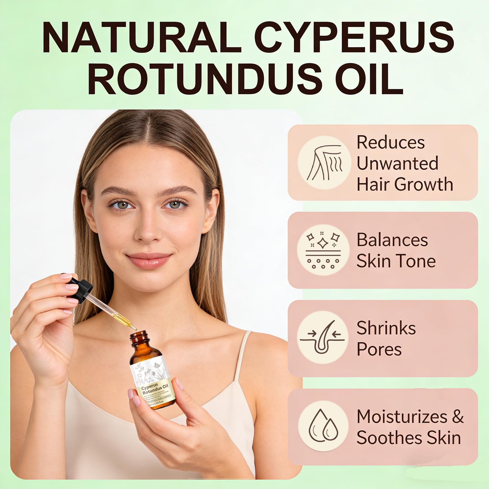 YUEPLATTNMAY 2PCS Cyperus Rotundus Oil – Natural Hair Reduction, Skin Moisturizer, All Skin Types, 2.02 Fl oz