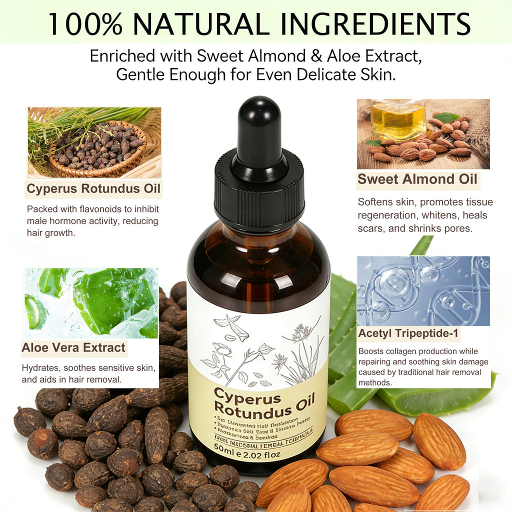 YUEPLATTNMAY 2PCS Cyperus Rotundus Oil – Natural Hair Reduction, Skin Moisturizer, All Skin Types, 2.02 Fl oz