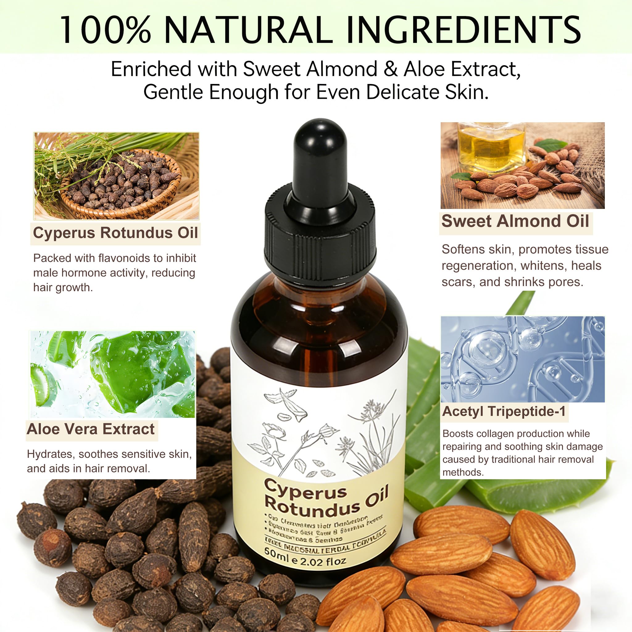 YUEPLATTNMAY 2PCS Cyperus Rotundus Oil – Natural Hair Reduction, Skin Moisturizer, All Skin Types, 2.02 Fl oz