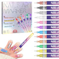 YUEUR 12 Colors Nail Art Pens Set – Fine Tip 0.5mm, 3-in-1 Tools, DIY Home Salon