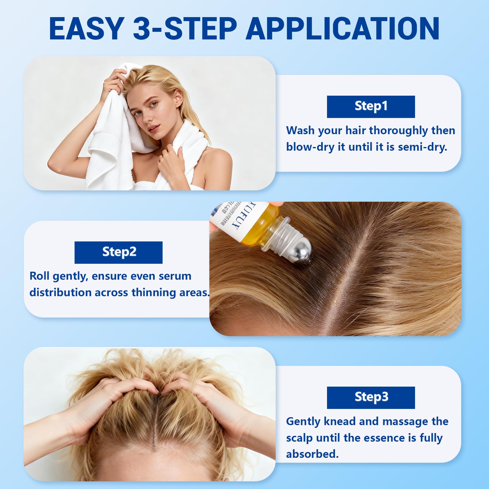 YUFUY Hair Growth Serum Roll-On – No-Rinse, Fast-Absorbing with Rosemary, Castor, Batana Oil & Biotin Niacinamide