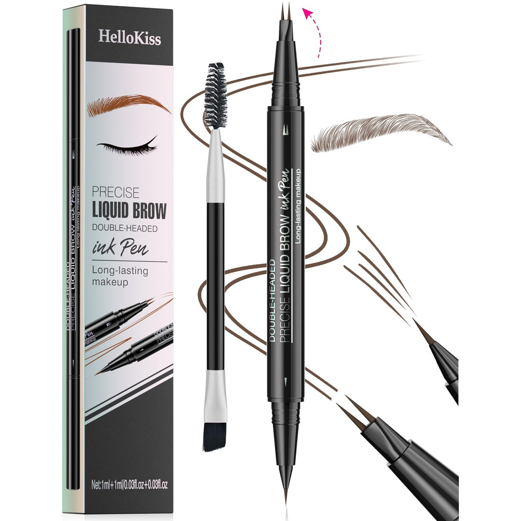 Yulinlon 9708 2-Tip Double-Ended Eyebrow Pen with Brush – Waterproof & Long-Lasting