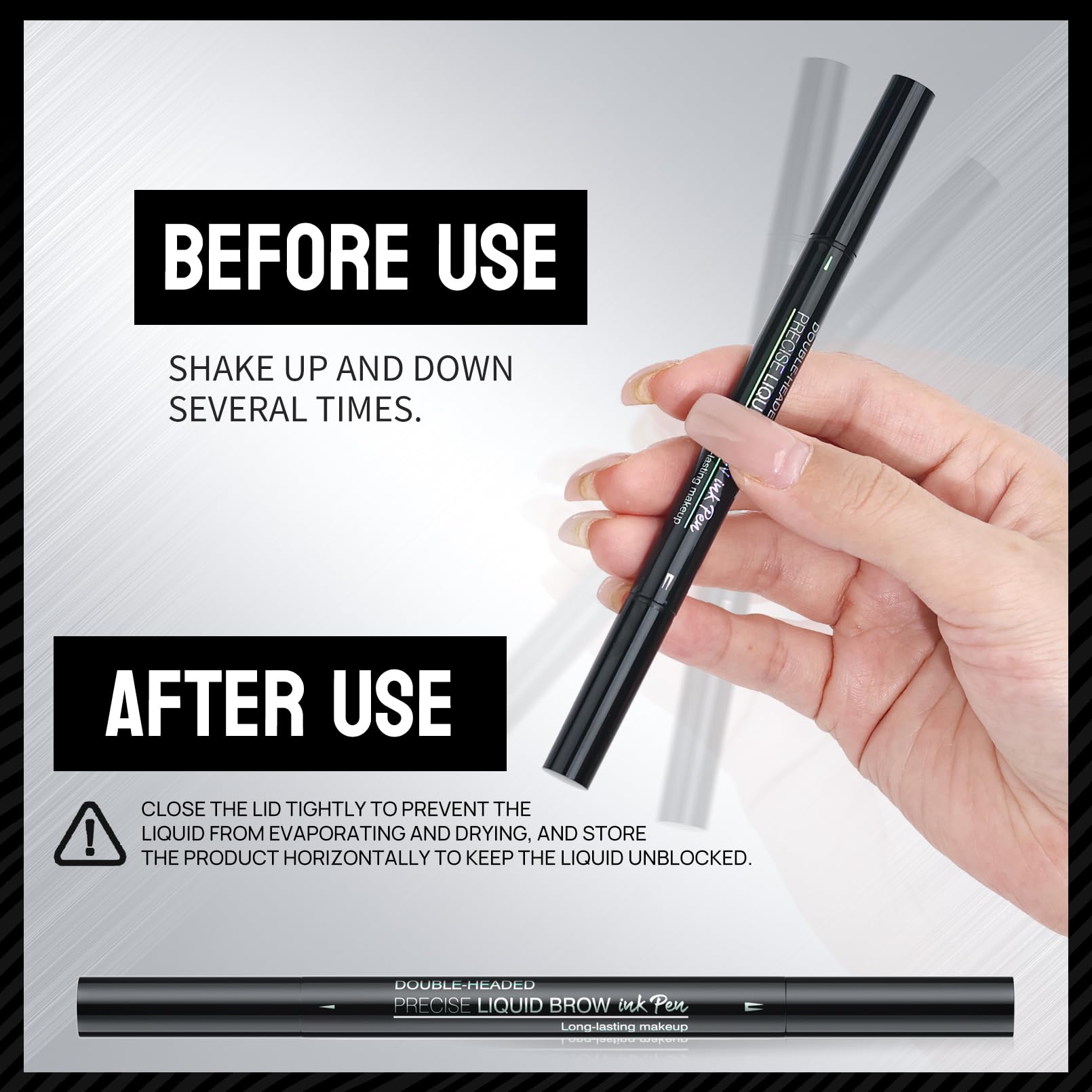 Yulinlon 9708 2-Tip Double-Ended Eyebrow Pen with Brush – Waterproof & Long-Lasting