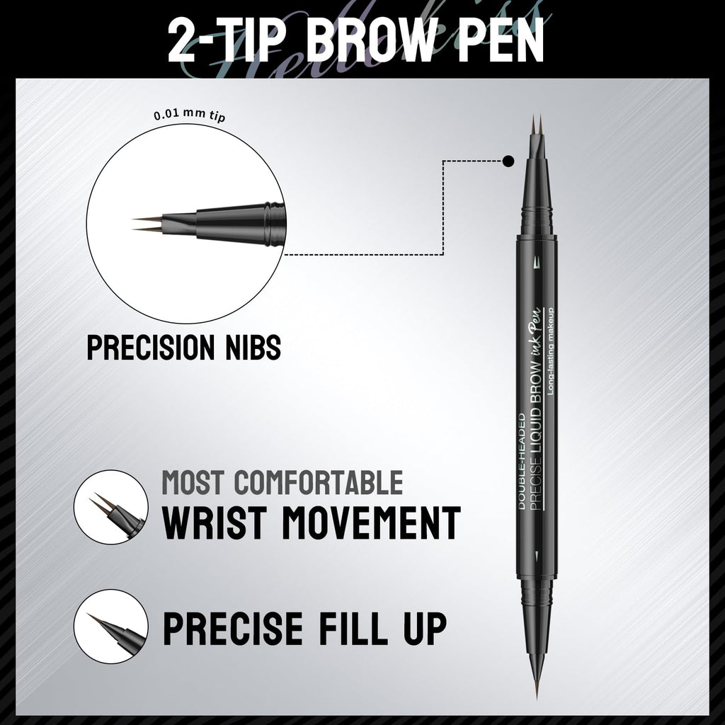 Yulinlon 9708 2-Tip Double-Ended Eyebrow Pen with Brush – Waterproof & Long-Lasting