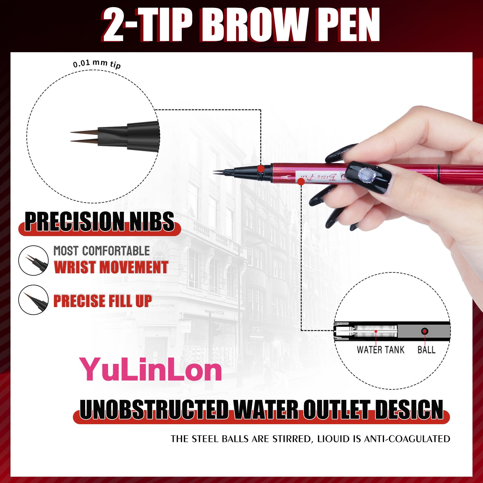 Yulinlon Double-Headed Brow Pen – Ultra-Precise Hair-Like Strokes (5 Natural Shades)