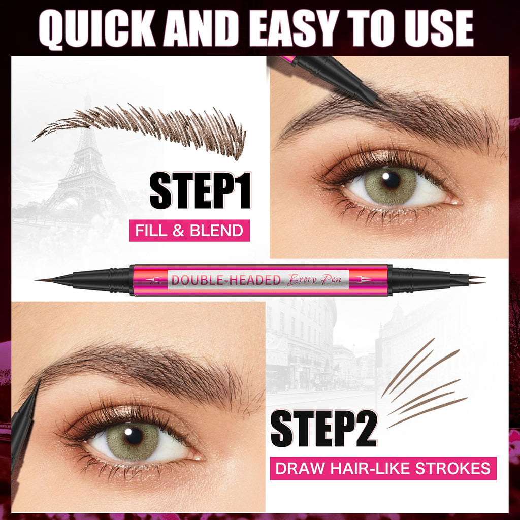 Yulinlon Double-Headed Brow Pen – Ultra-Precise 0.01mm Tip, Waterproof, 5 Natural Shades