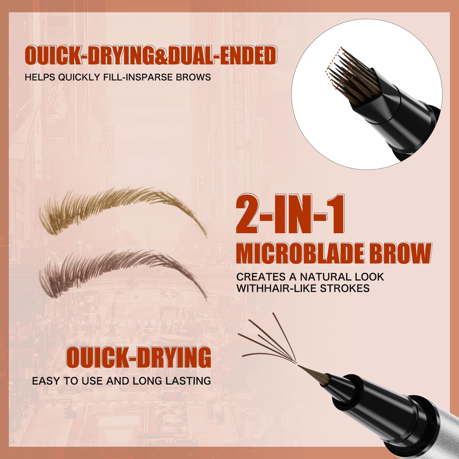 Yulinlon 4D Double-Ended Eyebrow Pen – Hair-Like Microblade, Quick-Dry, Dark Brown 03