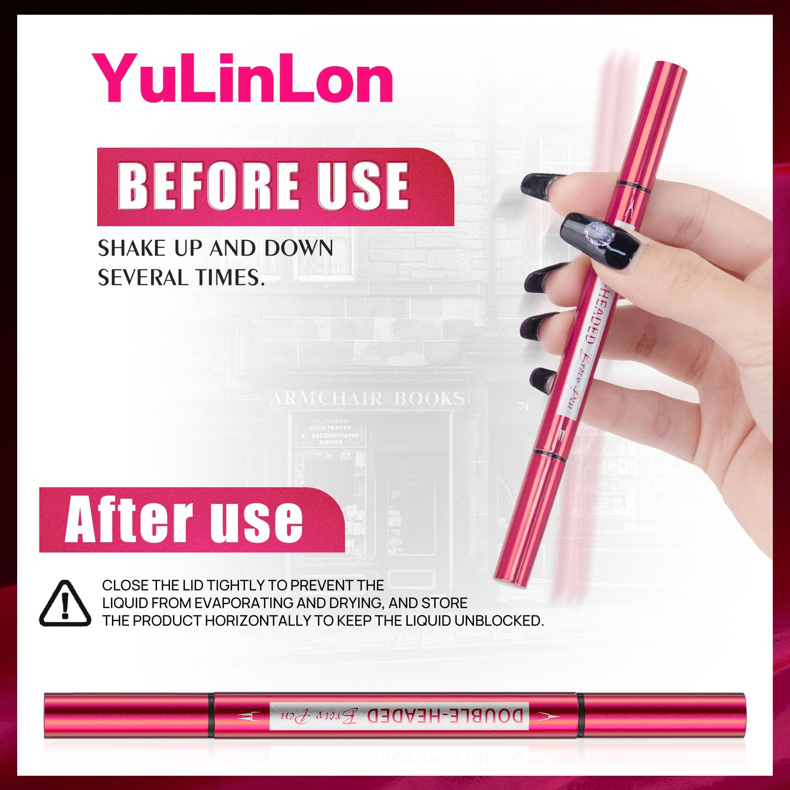 YuLinLon Double-Headed Brow Pen – Ultra-Precise 0.01mm Tip, 5 Natural Shades, Waterproof