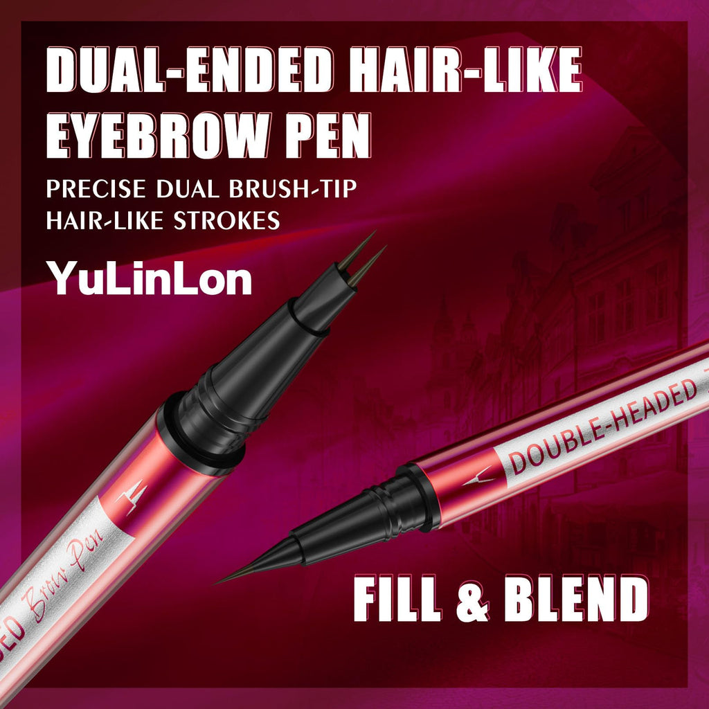 YuLinLon Double-Headed Brow Pen – Ultra-Precise 0.01mm Tip, 5 Natural Shades, Waterproof