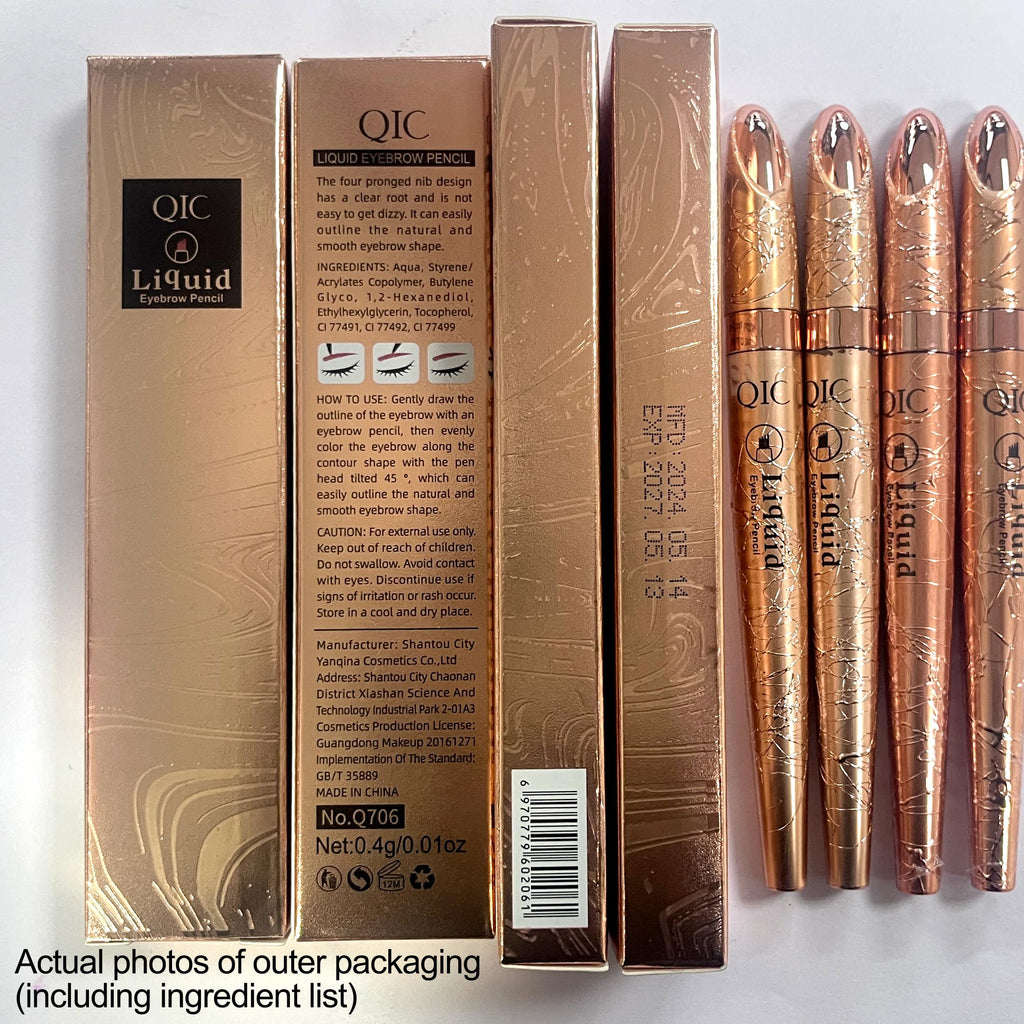 Yulinlon Q706 Eyebrow Pen – Quad-Tip Precision, Waterproof & Long-Lasting, 4 Shades (4#Black)