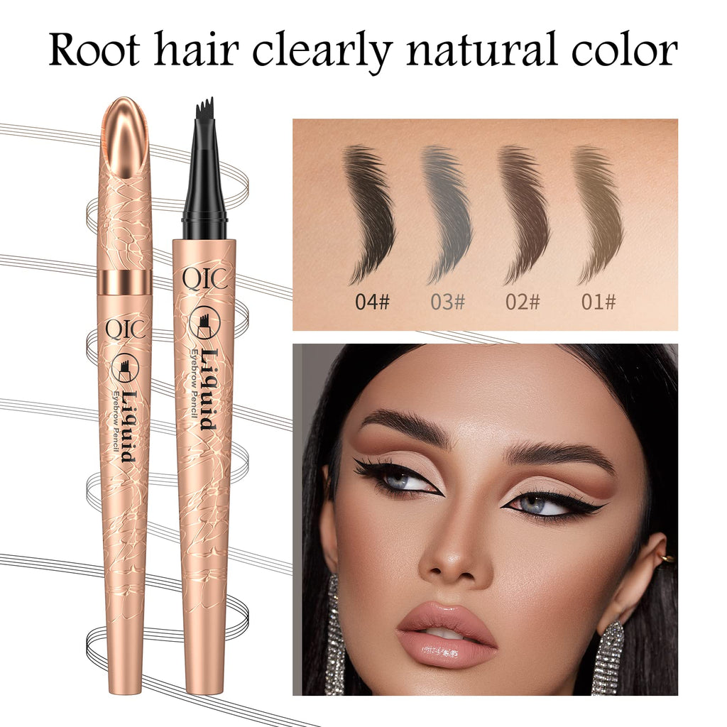 Yulinlon Q706 Eyebrow Pen – 4-Tip Precision, Waterproof & Long-Lasting (3#Grey)