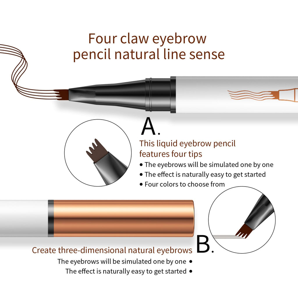 Yulinlon Q707 4-Tipped Precise Brow Pen – Waterproof, Long-Lasting Natural Brows