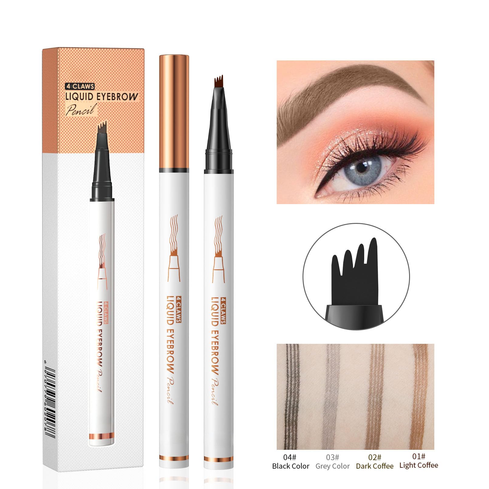 Yulinlon Q707 4-Tipped Precise Brow Pen – Waterproof, Long-Lasting Natural Brows