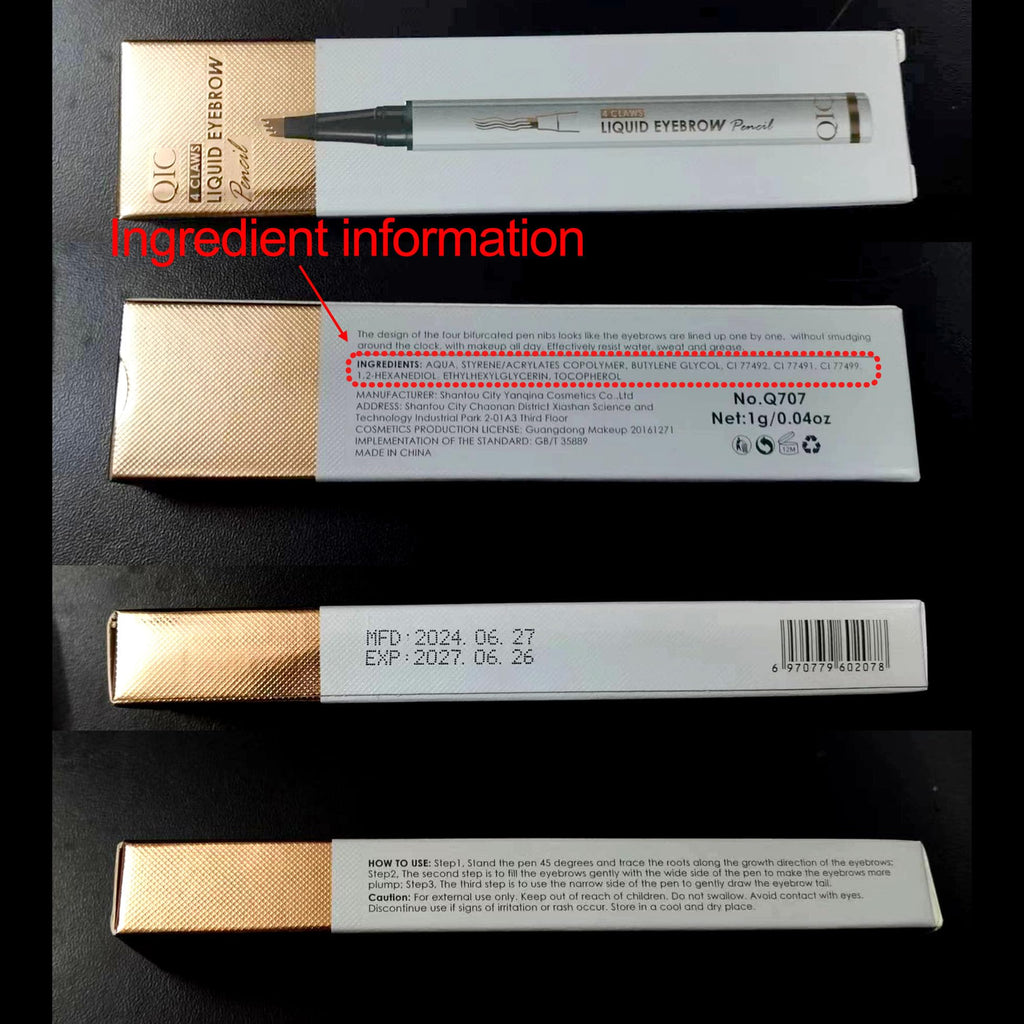 Yulinlon Q707 4-Tipped Precise Brow Pen – Waterproof, Long-Lasting Natural Brows