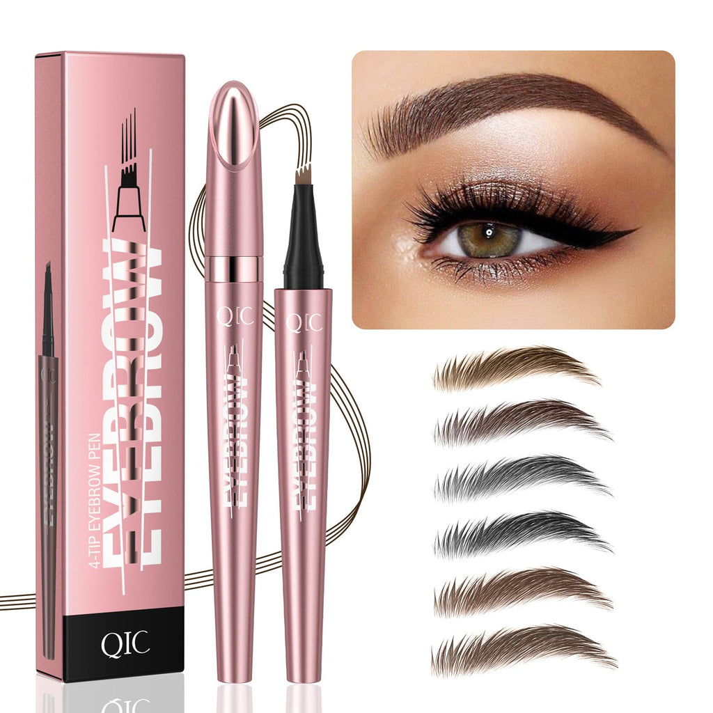 Yulinlon Q708 3D Microblading Eyebrow Pencil - Waterproof, 4-Tipped Micro-Fork, Long-Lasting (6# Black Brown)