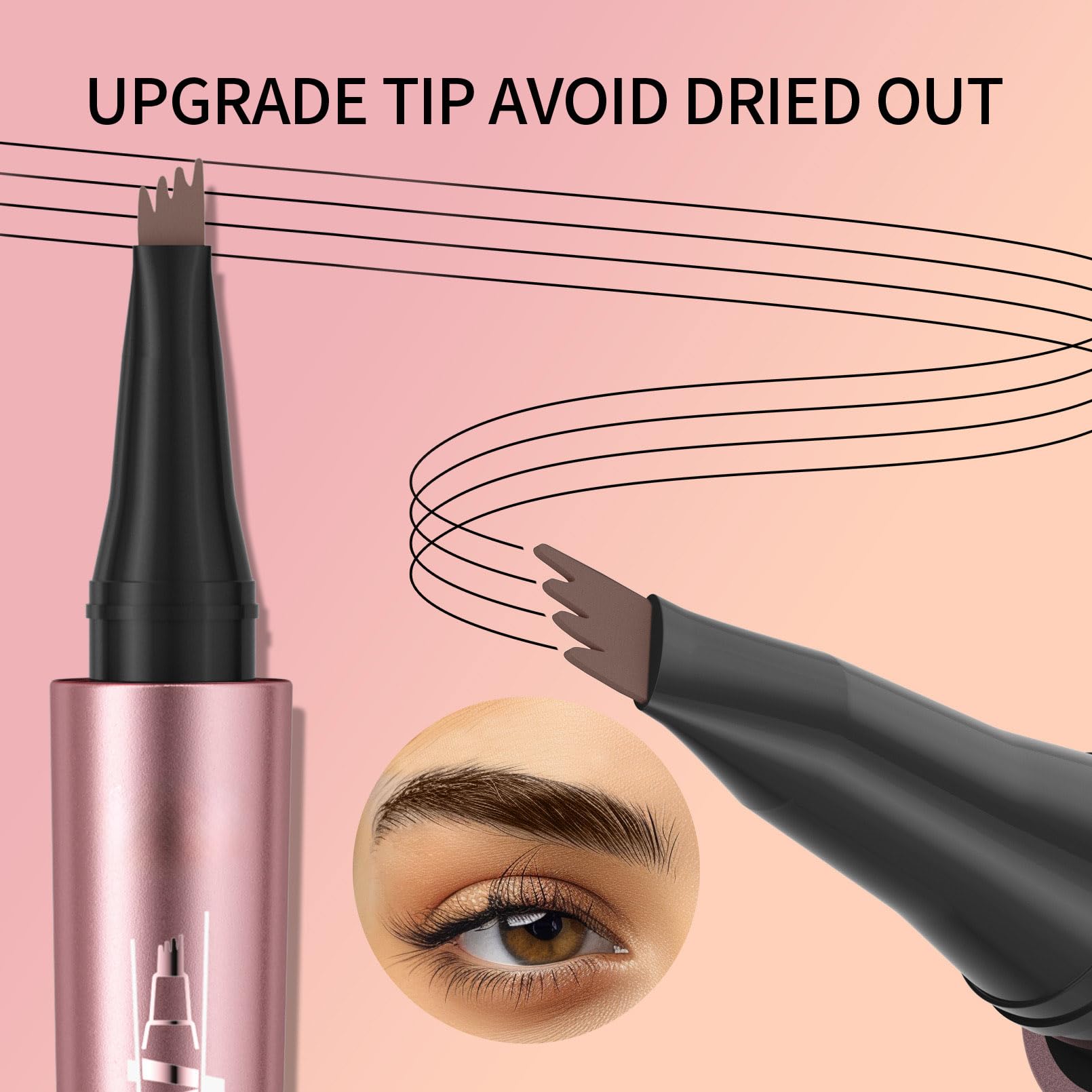 Yulinlon Q708 3D Microblading Eyebrow Pencil – Waterproof, 4 Shades, Dual-Ended with Micro-Fork Tip (3#Grey)