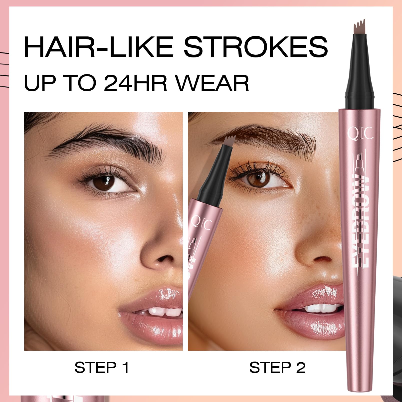 Yulinlon Q708 3D Microblading Eyebrow Pencil – Waterproof, 4-Tip Micro-Fork for Natural Brows (All Skin Tones, 5 Brown)