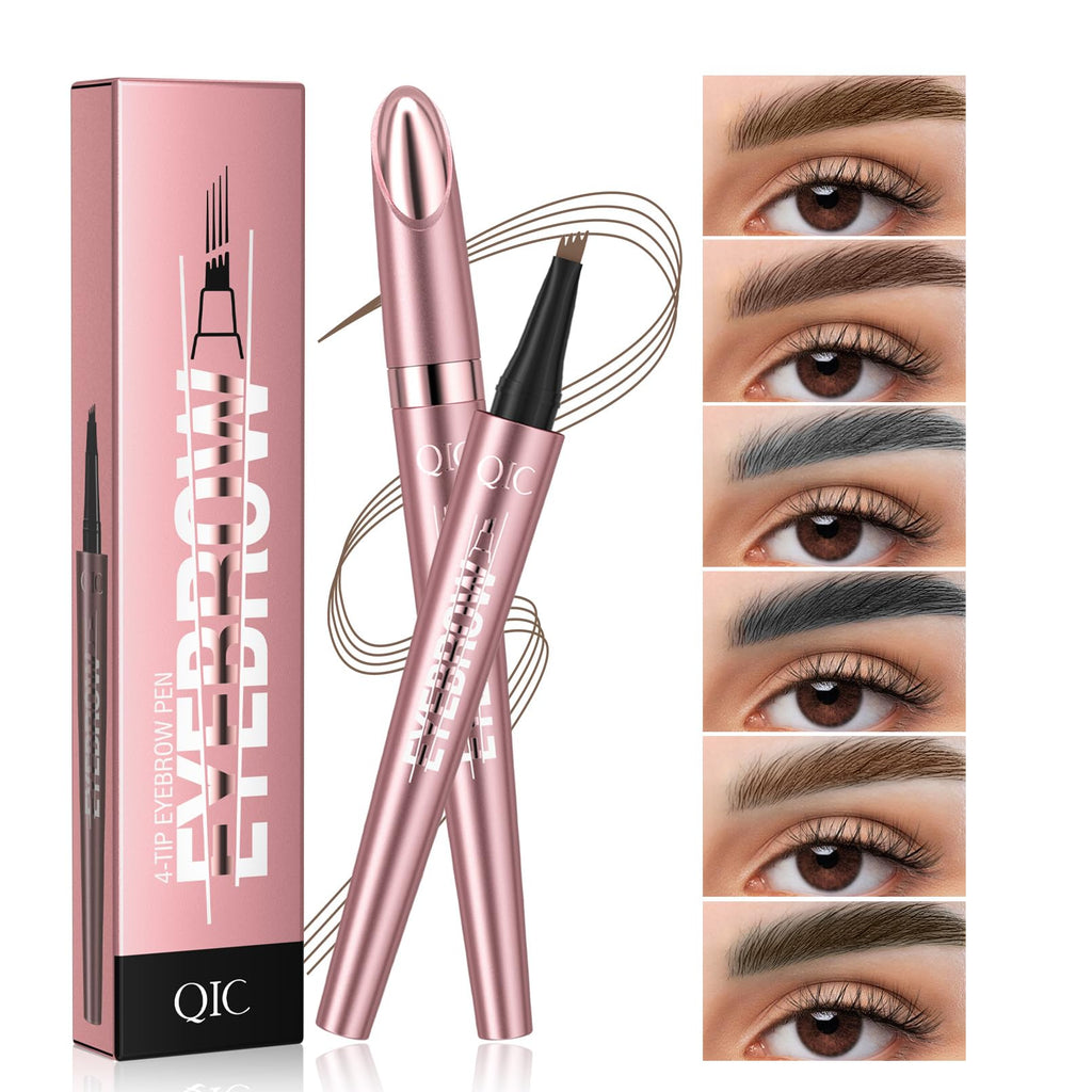 Yulinlon Q708 3D Microblading Eyebrow Pencil – Waterproof, 4-Tip Micro-Fork for Natural Brows (All Skin Tones, 5 Brown)