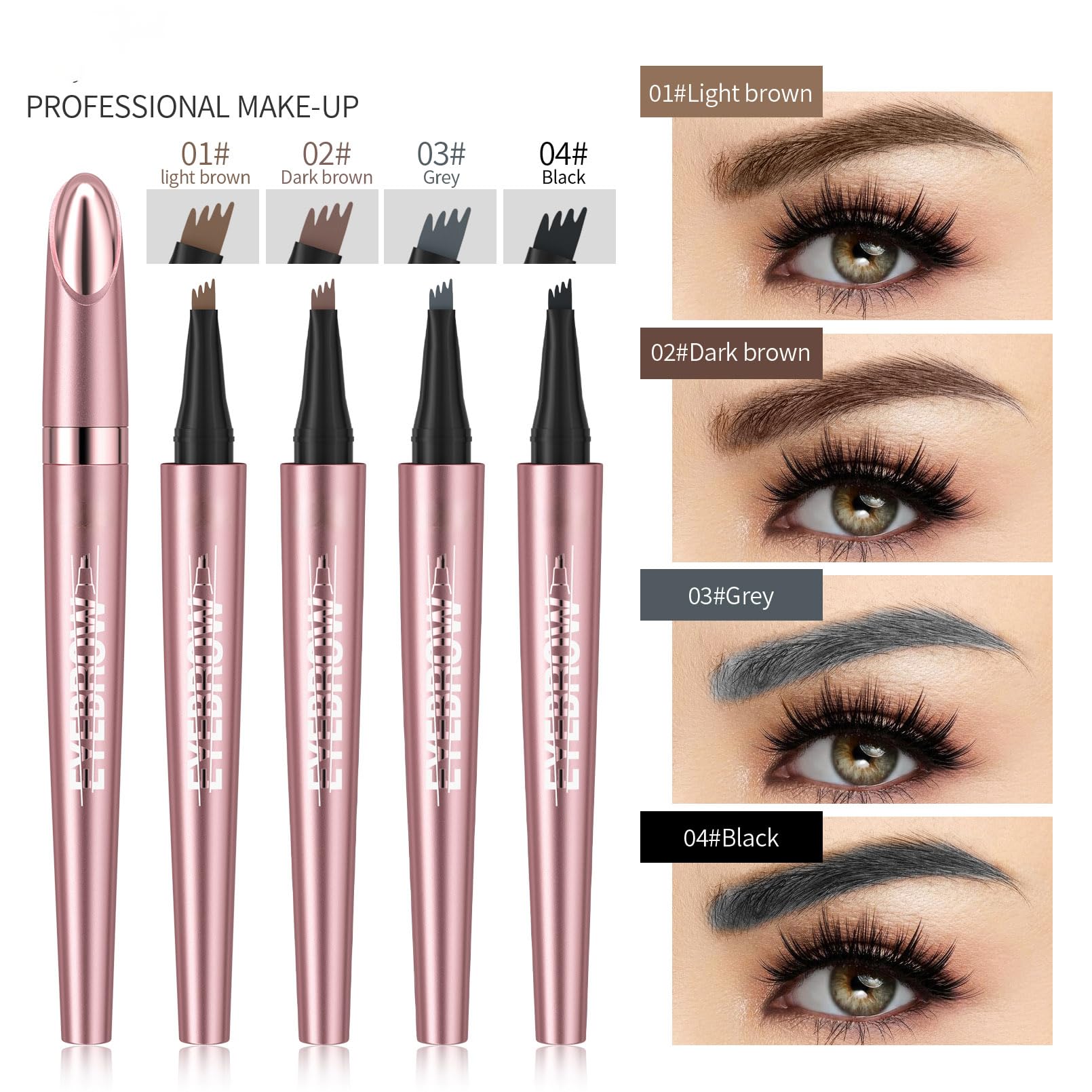 Yulinlon Q708 3D Microblading Eyebrow Pencil – Waterproof, 4-Tipped, Long-Lasting