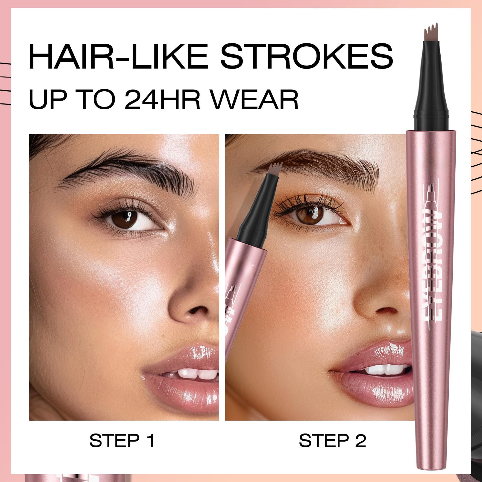 Yulinlon Q708 3D Microblading Eyebrow Pencil – Waterproof, 4 Shades, Dual-Ended with Micro-Fork Tip (3#Grey)