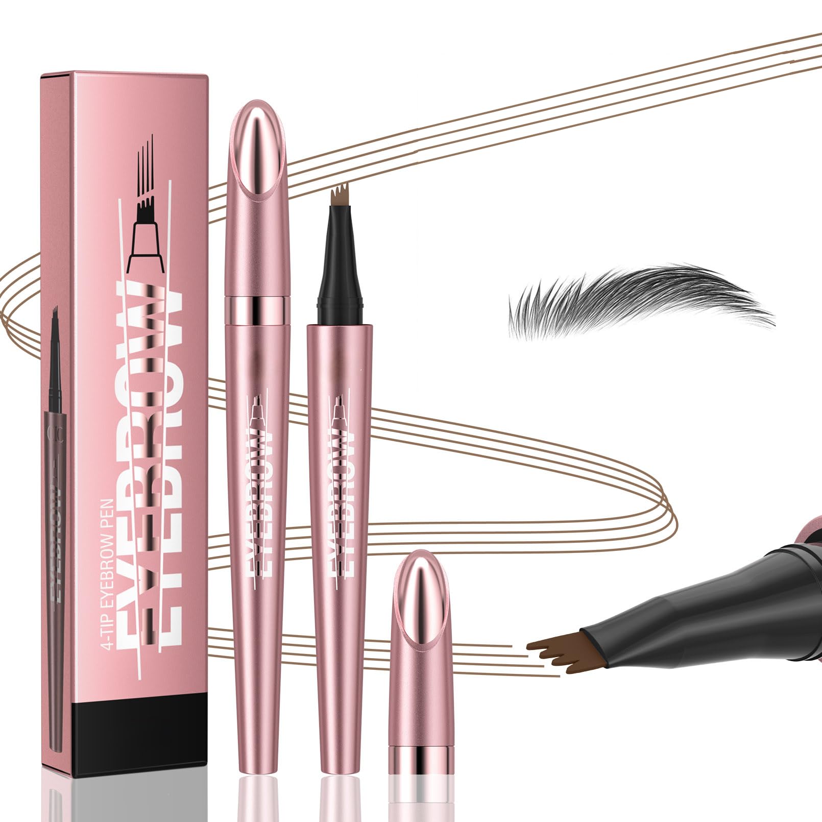 Yulinlon Q708 3D Microblading Eyebrow Pencil – Waterproof, 4 Shades, Dual-Ended with Micro-Fork Tip (3#Grey)