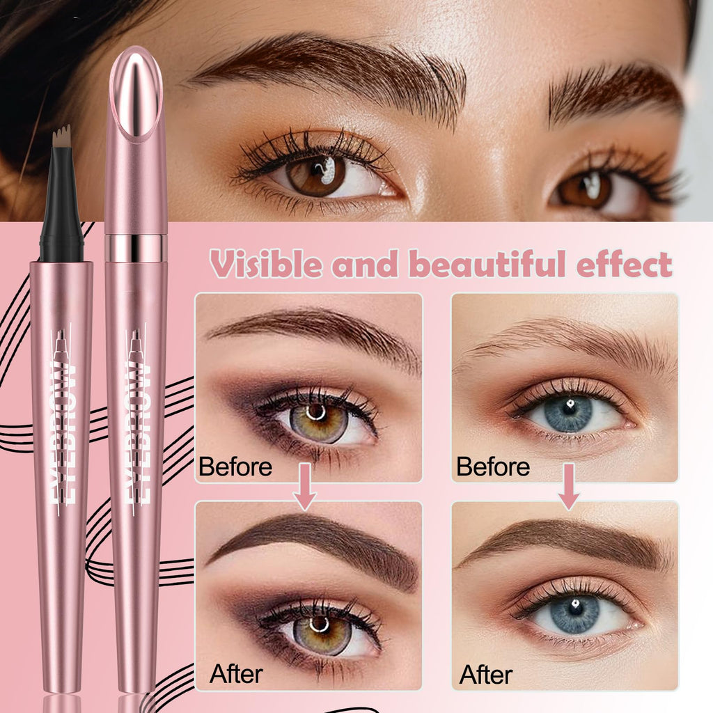 Yulinlon Q708 3D Microblading Eyebrow Pencil – Waterproof, 4-Tipped, Long-Lasting