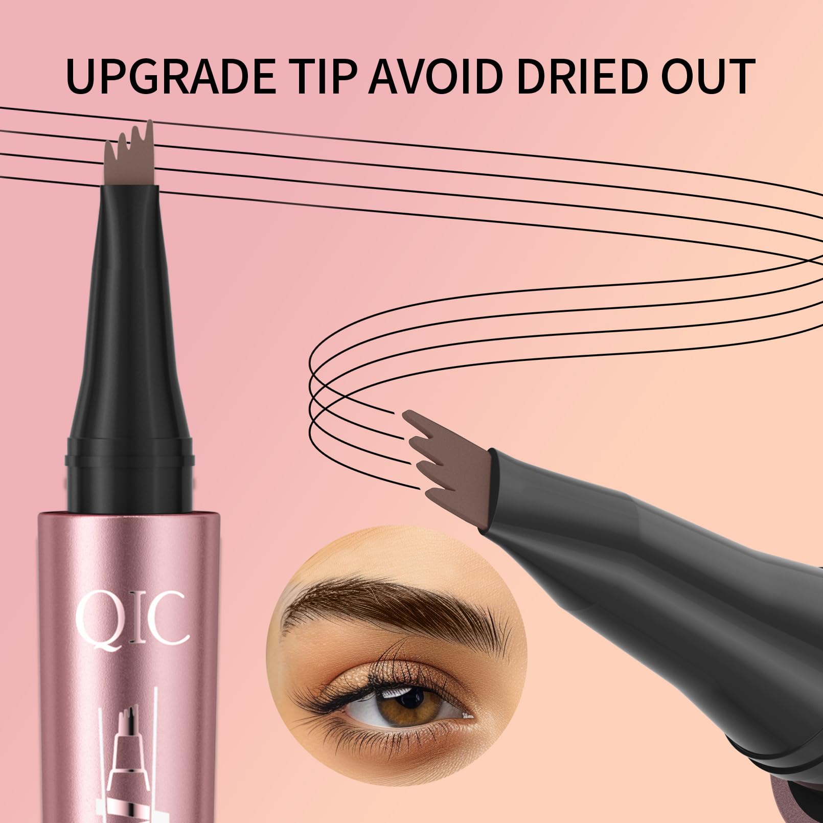 Yulinlon Q708 3D Microblading Eyebrow Pencil – Waterproof, 4-Tip Micro-Fork for Natural Brows (All Skin Tones, 5 Brown)