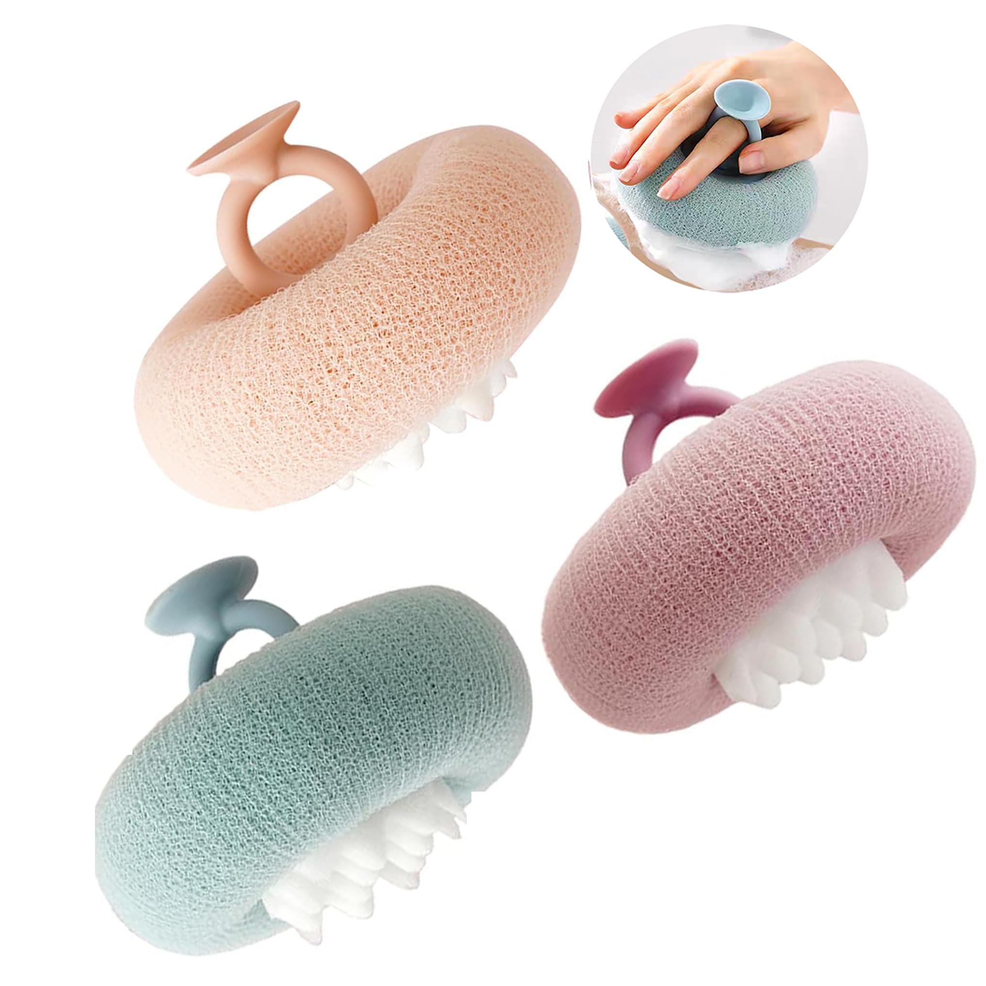 YUMMIS Super Soft Sunflower Suction Cup Bath Ball - New Upgraded 2-in-1 Exfoliating Sponge
