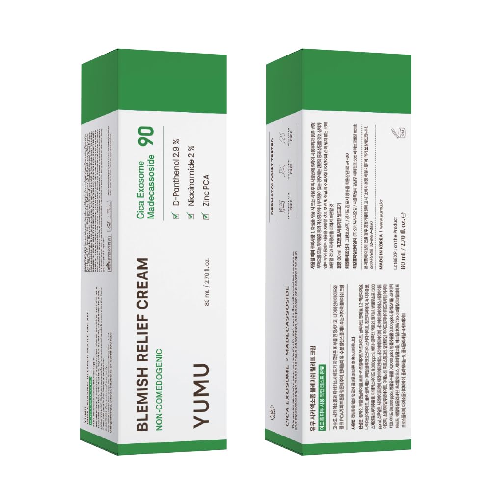 YUMU Cica Exosome Zinc Blemish Relief Cream – Lightweight Moisturizer for Sensitive, Acne-Prone Skin