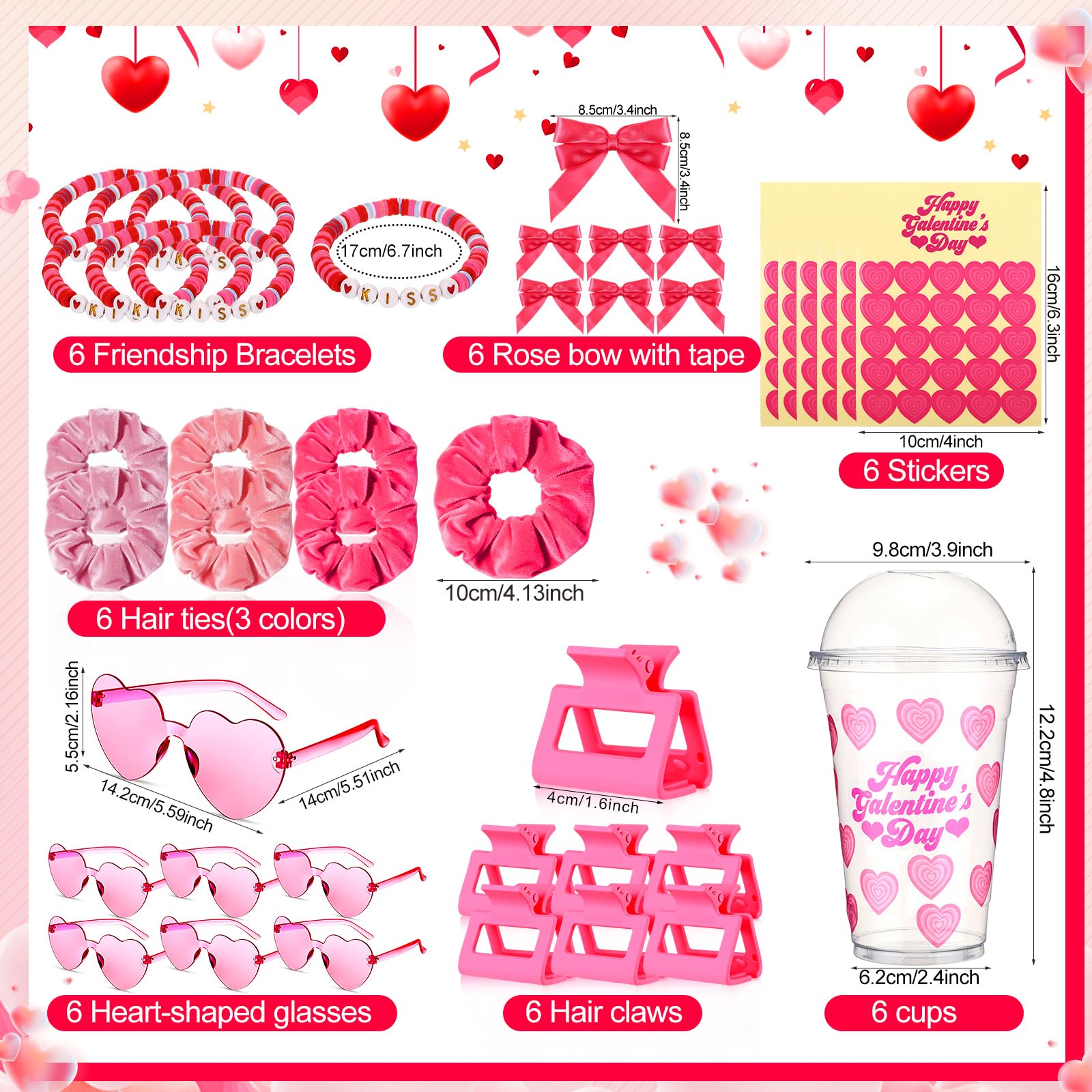 Yungyan 48 Pcs Galentine's Day Gift Set | Pink Party Kit for Besties