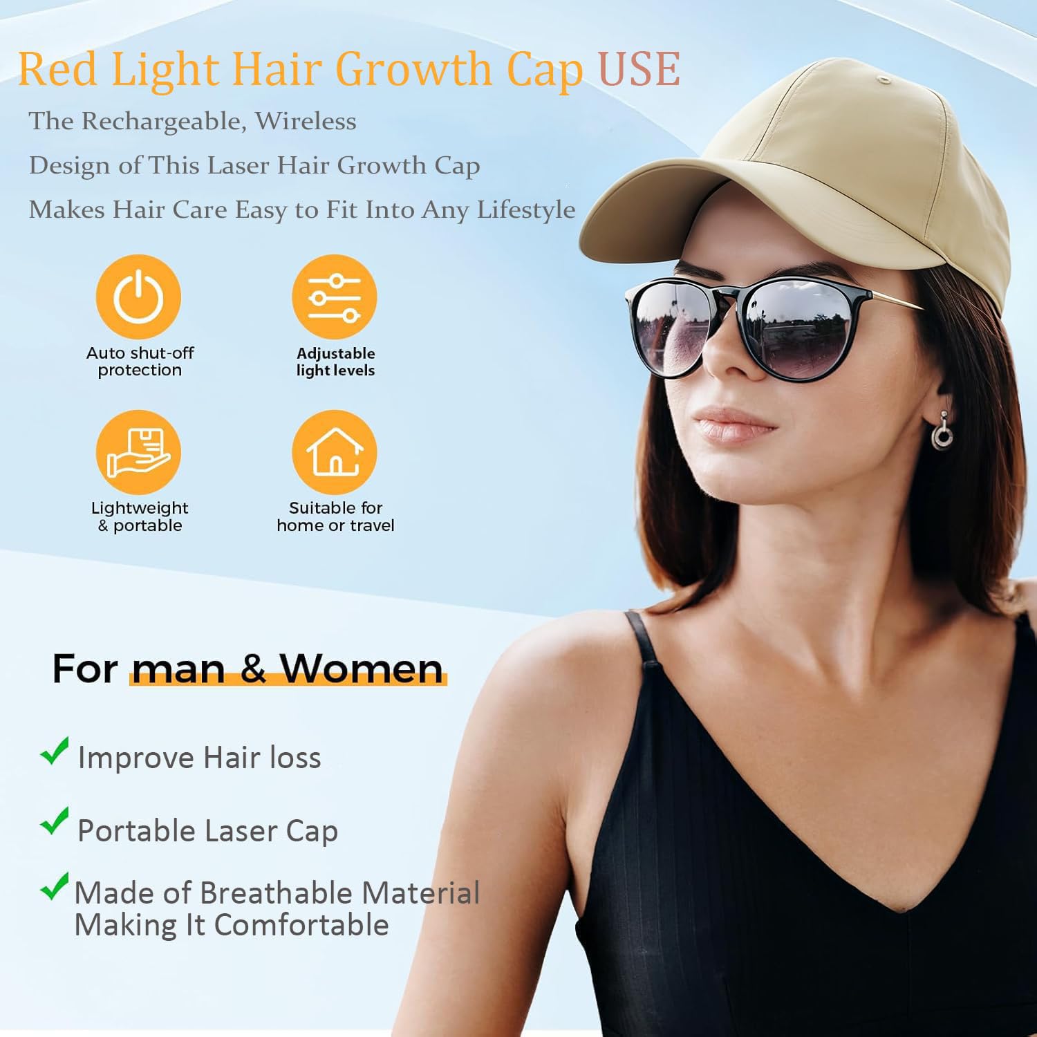 Yuxian Red Light Hair Growth Cap — Wireless 660nm LED Hair Growth Cap for Home Use