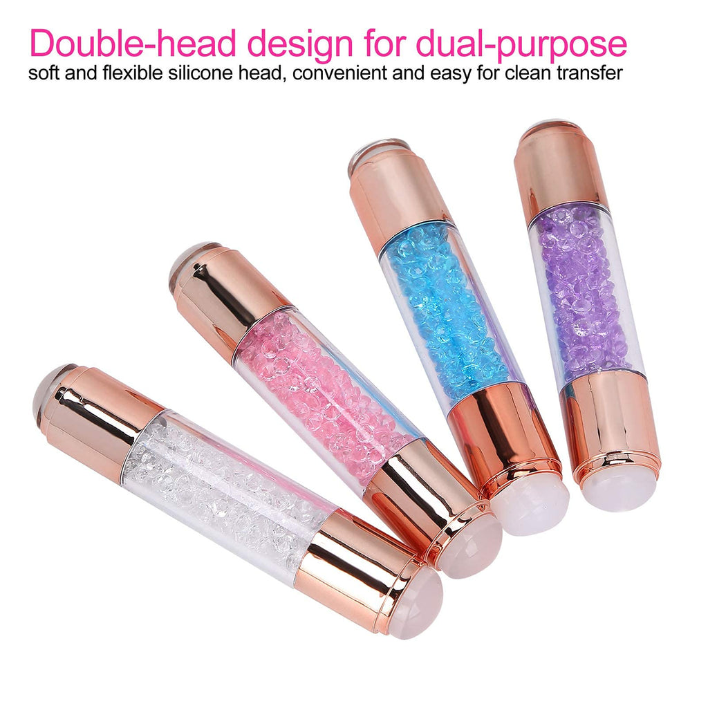 YUYTE 4Sets Dual Ended Nail Stamper Kit – Silicone Stamp Pens & Nail Seal Plates for DIY Nail Art